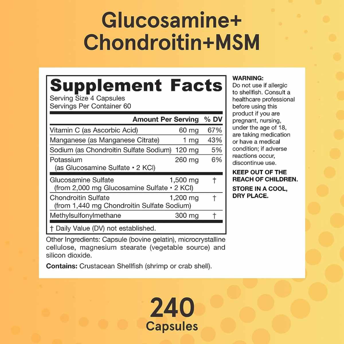 Glucosamina con Condroitina y MSM - 240 Cápsulas - Haz Tu Pedido