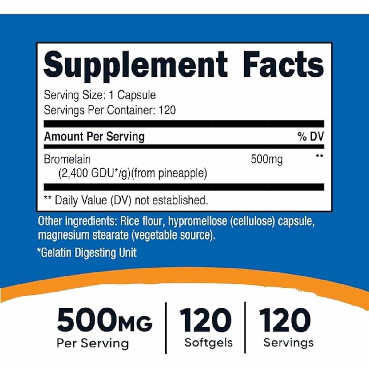 Bromelina - 500 mg - 120 Cápsulas Vegetarianas - Haz Tu Pedido