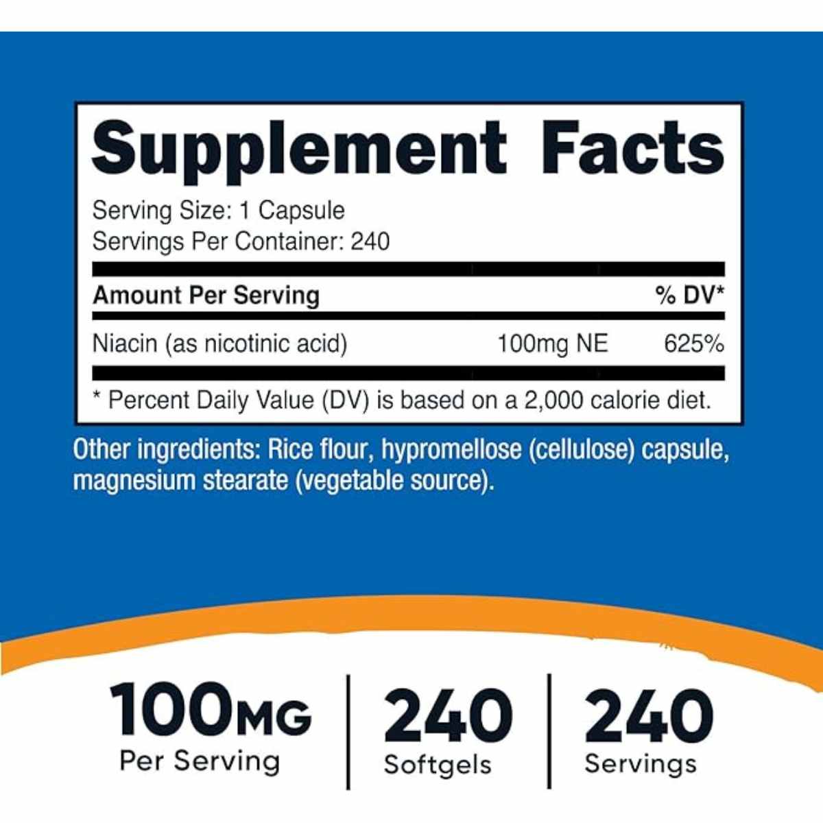Niacina (vitamina B3) 100 mg - 240 Cápsulas - Haz Tu Pedido