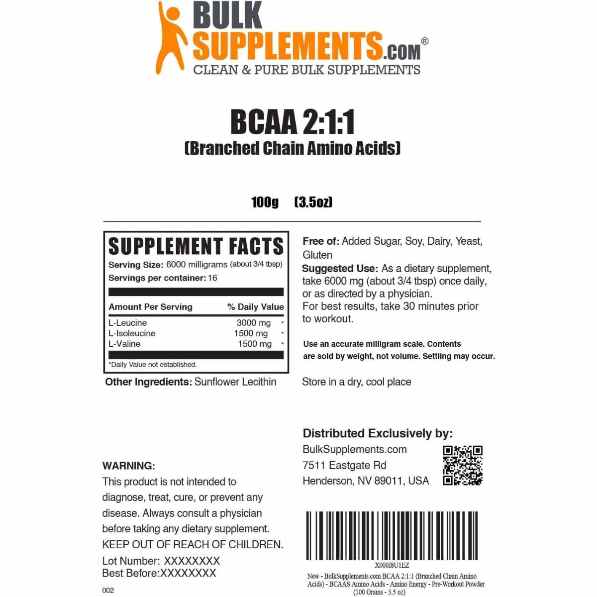 BulkSupplements BCAA Polvo - Haz Tu Pedido