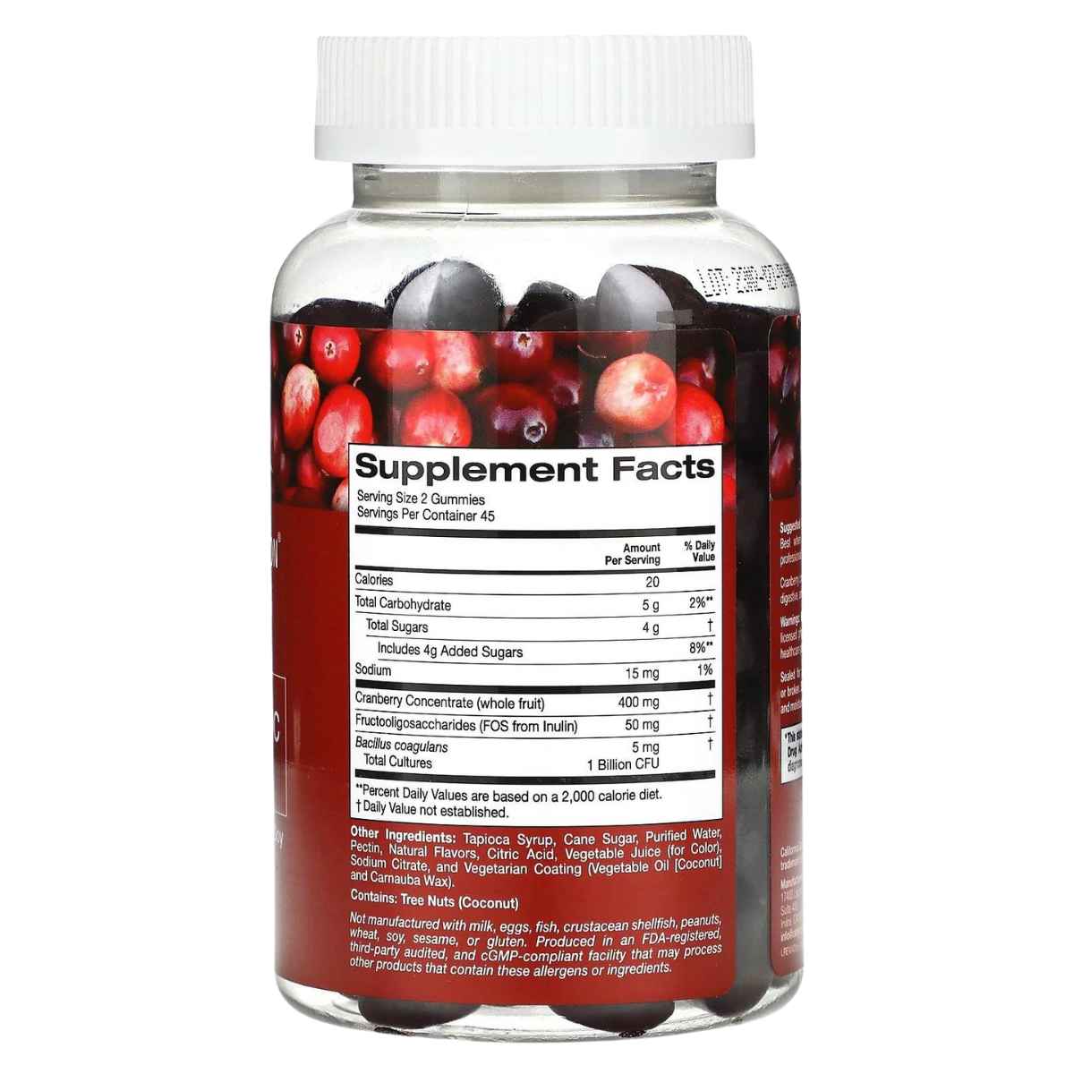 California Gold Nutrition Probióticos - Sabor Arándano Rojo - 90 Gomas Vegetarianas - Tabla Nutricional - Haz Tu Pedido