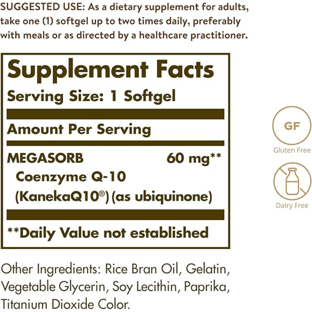 Solgar CoQ-10 60 mg - 120 Cápsulas Blandas