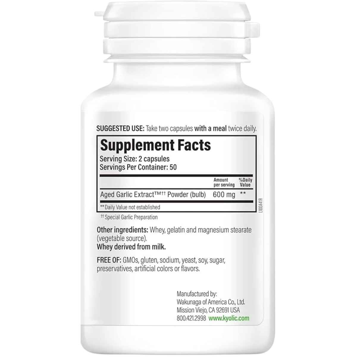 Kyolic Fórmula Salud Cardiovascular - 100 Cápsulas - Tabla Nutricional - Haz Tu Pedido