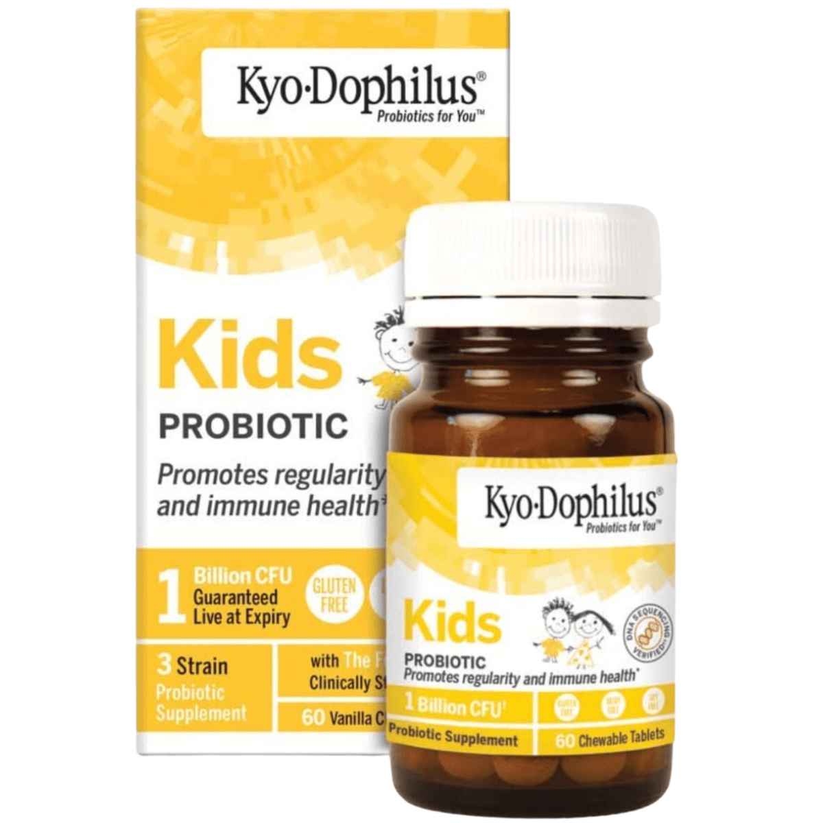 Kyolic Probiótico para Niños 1 Mil Millones CFU - Sabor Vainilla - 60 Tabletas Masticable - Haz Tu Pedido