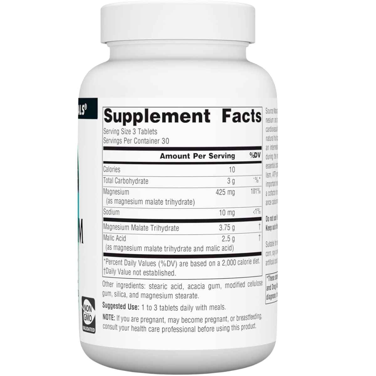 Source Naturals Malato de Magnesio 3750 mg - 90 Tabletas - Tabla Nutricional - Haz Tu Pedido