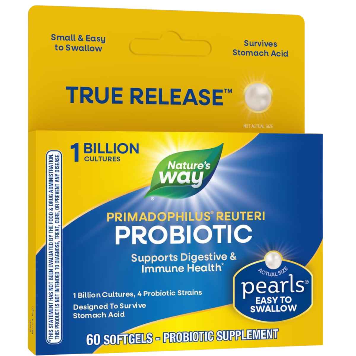 Natures Way Primadophilus® Reuteri Pearls Probioticos 1 Mil Millones CFU - 60 Cápsulas Blandas - Haz Tu Pedido
