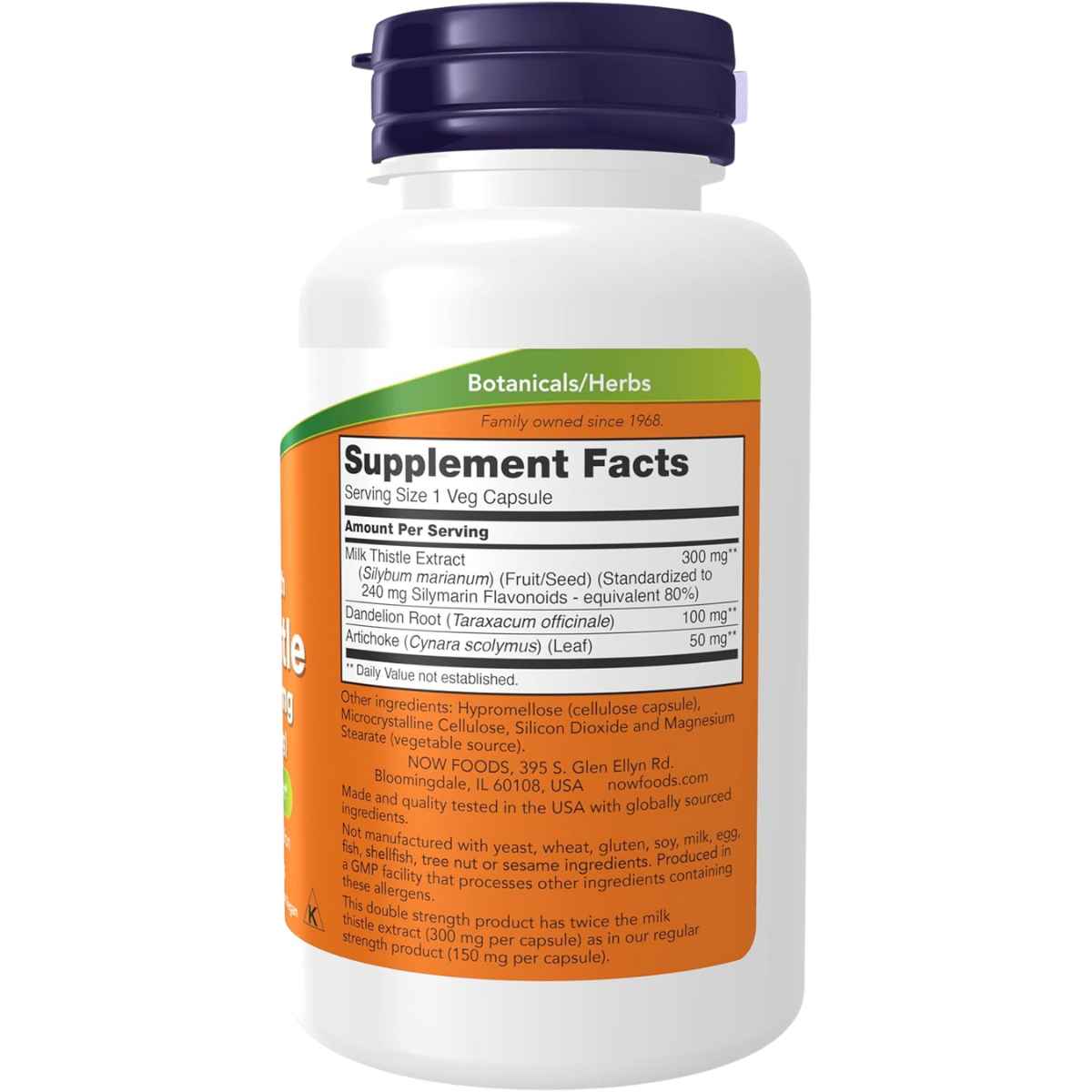 NOW Foods Cardo Mariano Doble Fuerza Salud Del Hígado 300 mg - 100 Cápsulas Veganas - Tabla Nutricional - Haz Tu Pedido