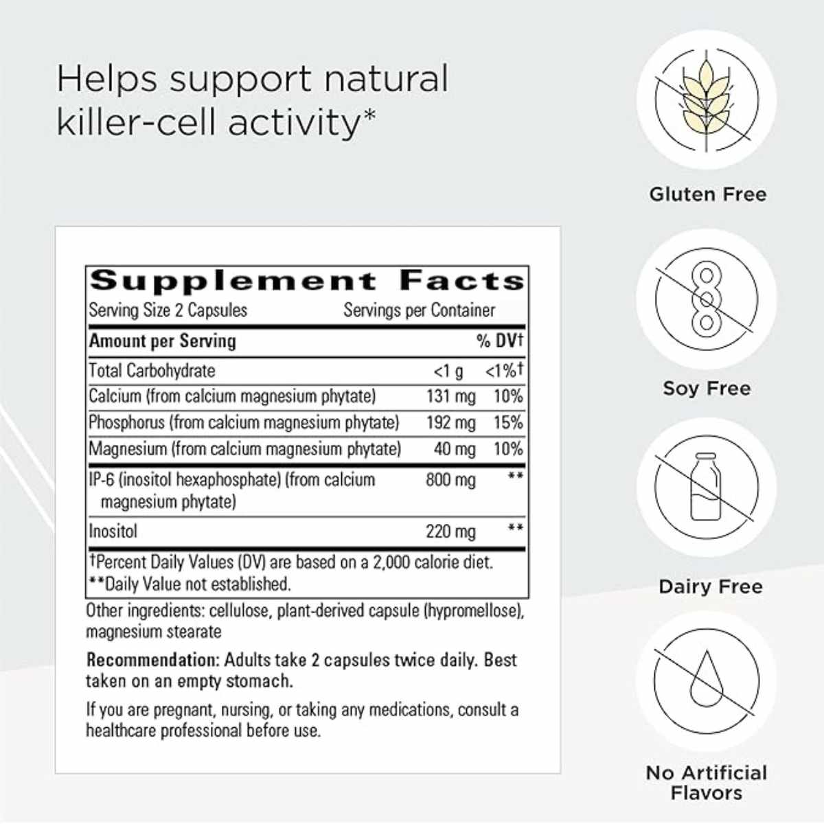 Integrative Therapeutics Soporte Inmunológico - 240 Cápsulas - Tabla Nutricional - Haz Tu Pedido