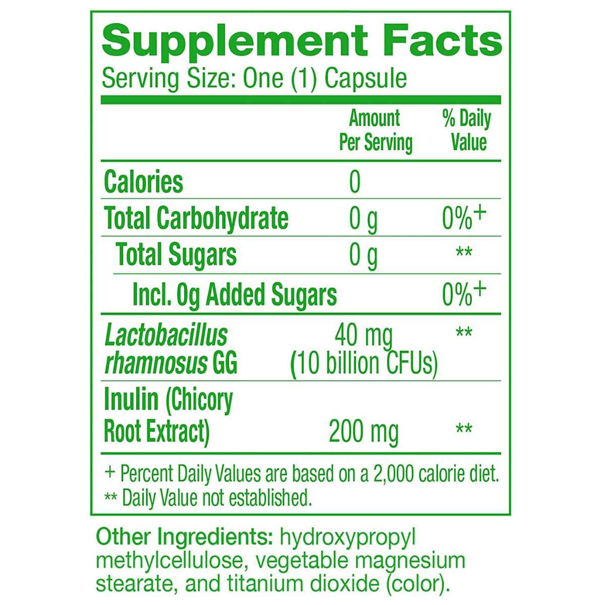 Culturelle Probiótico Digestivo Diario 200 mg - 30 Cápsulas Vegetarianas - Tabla Nutricional - Haz Tu Pedido