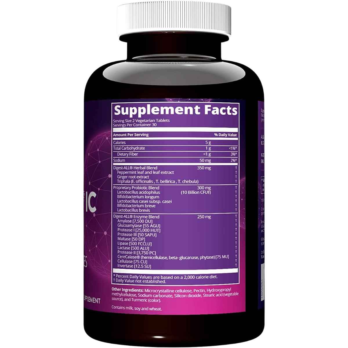 MRM Nutrition Digest-All ® IC Probioticos - 60 Tabletas Vegetarianas - Tabla Nutricional - Haz Tu Pedido