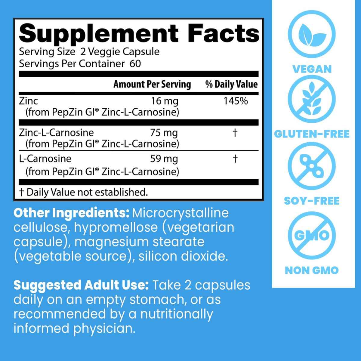 Doctor’s Best PepZin GI - 120 Cápsulas Vegetales - Tabla Nutricional - Haz Tu Pedido