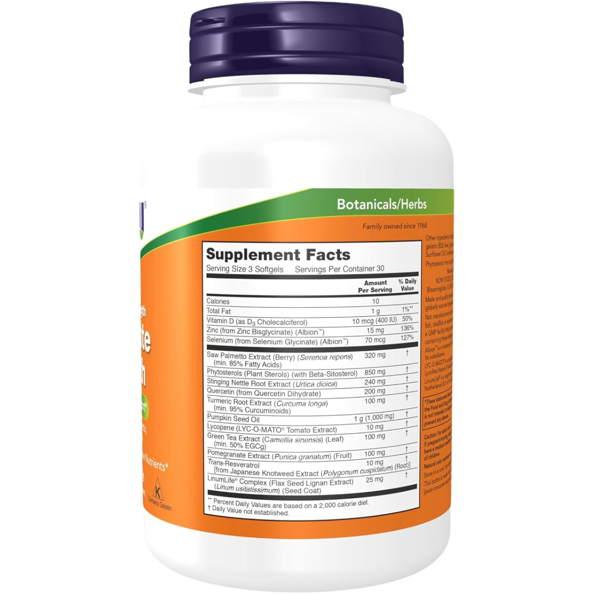 NOW Foods Salud De La Próstata - 90 Cápsulas Blandas - Tabla Nutricional - Haz Tu Pedido
