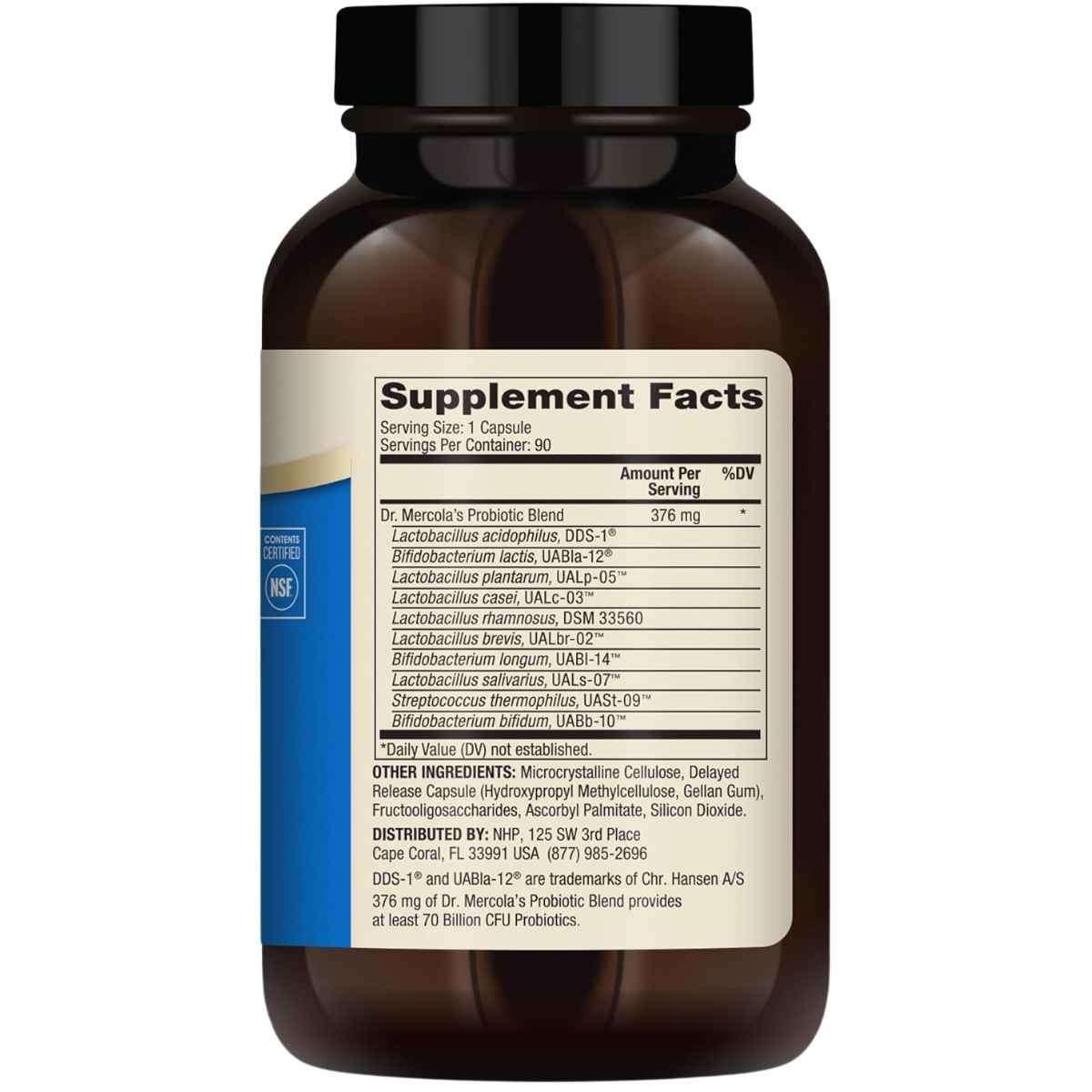 Dr. Mercola Probióticos Completos 70 Mil Millones CFU - 90 Cápsulas - Tabla Nutricional - Haz Tu Pedido