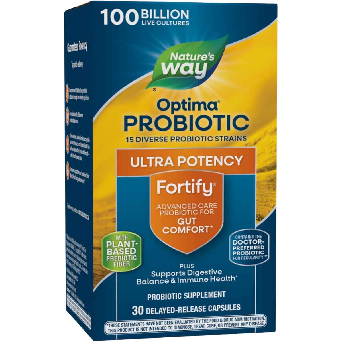 Natures Way Fortify® Optima® Probiotico 100 Mil Millones CFU - 30 Cápsulas de Liberación Retardada - Haz Tu Pedido