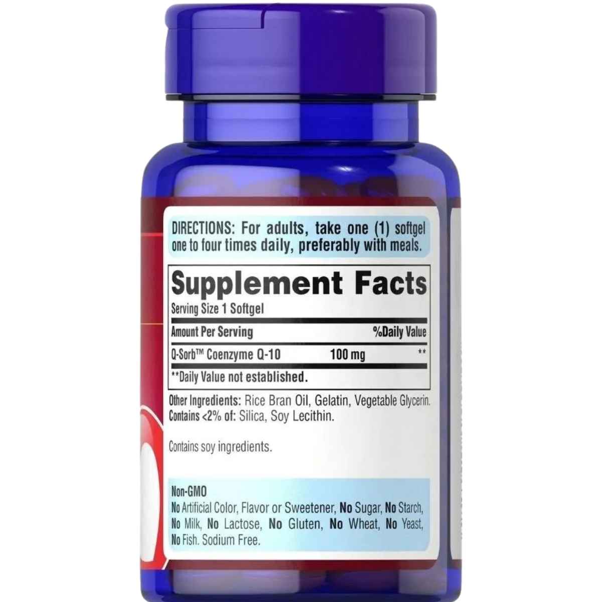 Puritans Pride Co Q-10 100 mg - 120 Cápsulas Blandas - Tabla Nutricional - Haz Tu Pedido