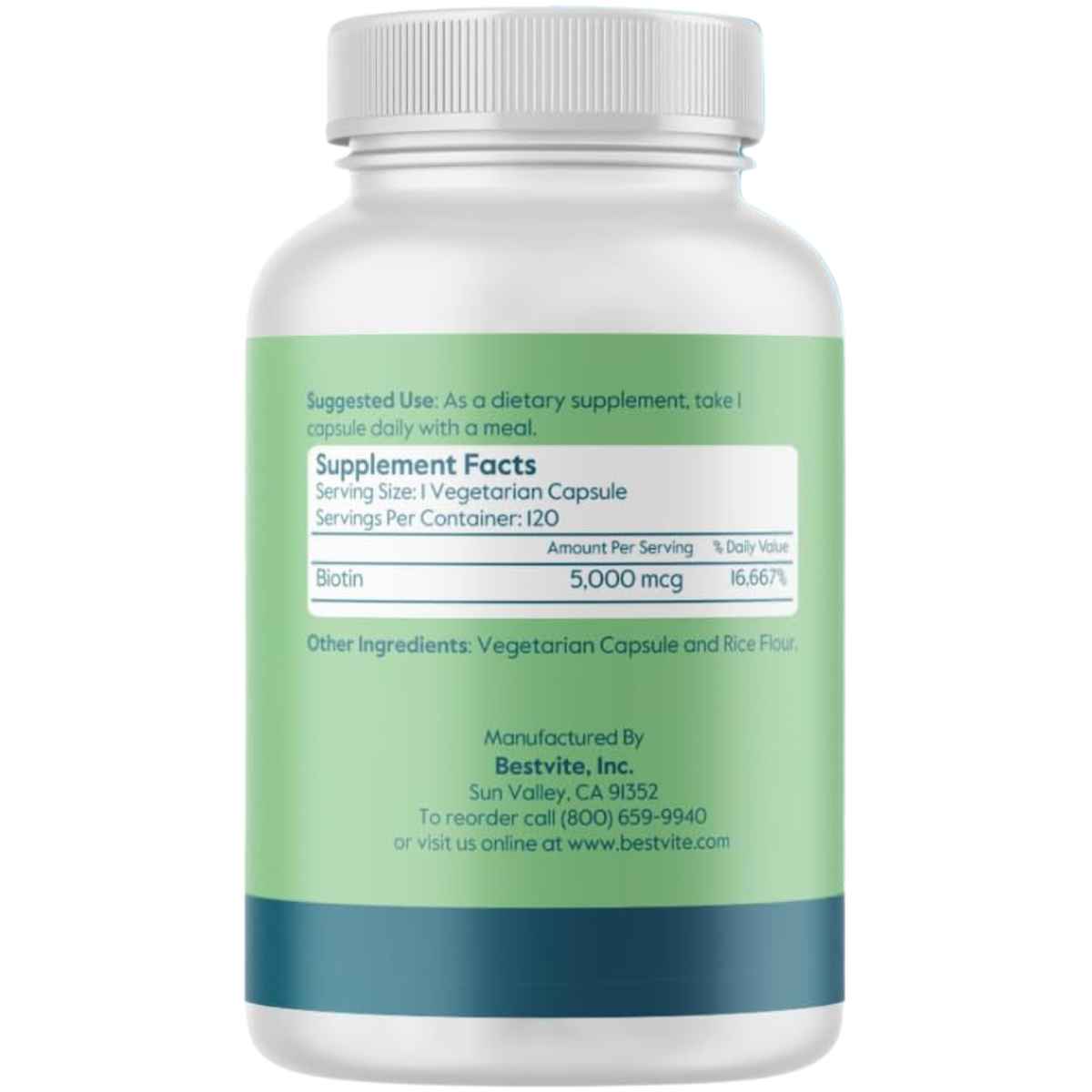 Besvite Biotina 5000 mcg - 120 Cápsulas Vegetarianas - Haz Tu Pedido
