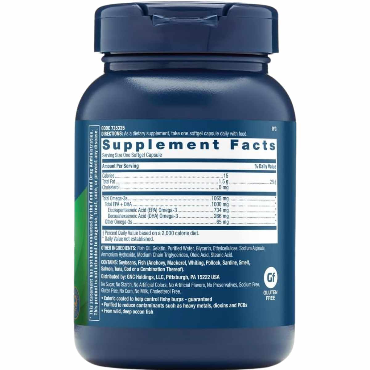 GNC Aceite De Pescado Triple Fuerza - 60 Cápsulas Blandas - Tabla Nutricional - Haz Tu Pedido