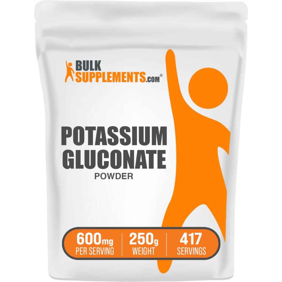 BulkSupplements.com Polvo de gluconato de potasio 600 mg - 250 g - Haz Tu Pedido