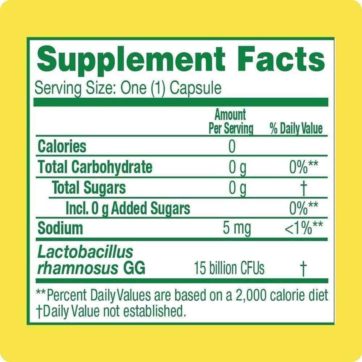 Culturelle Probiótico Diario para Salud y Bienestar 15 Mil Millones CFU - 30 Cápsulas Vegetarianas - Tabla Nutricional - Haz Tu Pedido