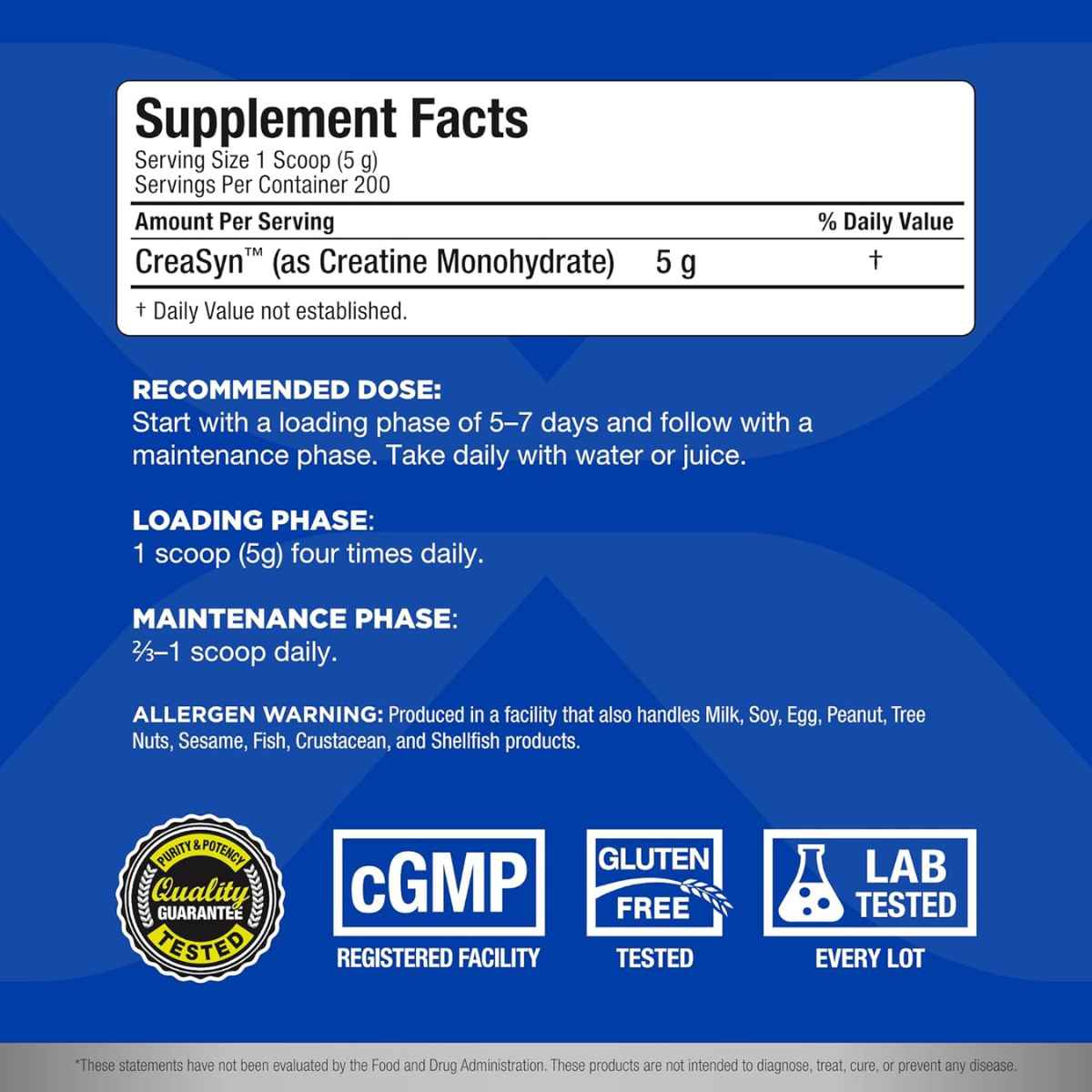 AllMax Nutrition Monohidrato de Creatina - 1000 g - Tabla Nutricional - Haz Tu Pedido