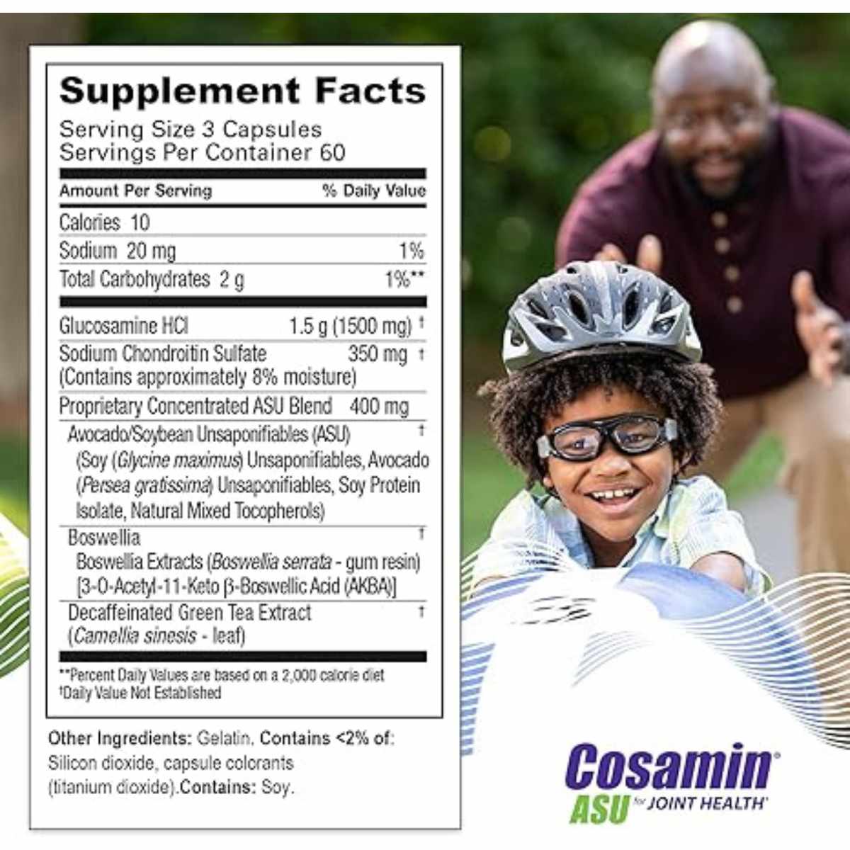 Nutramax Laboratories Cosamin ASU Salud Articular - 180 Cápsulas - Tabla Nutricional - Haz Tu Pedido