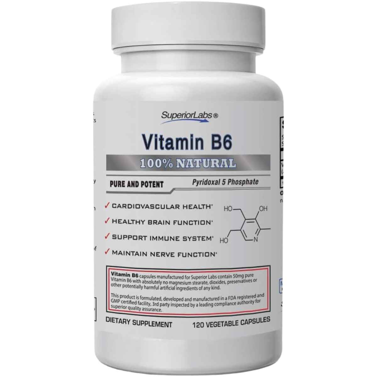 Superior Labs Vitamina B6 - 120 Cápsulas Vegetales - Haz Tu Pedido