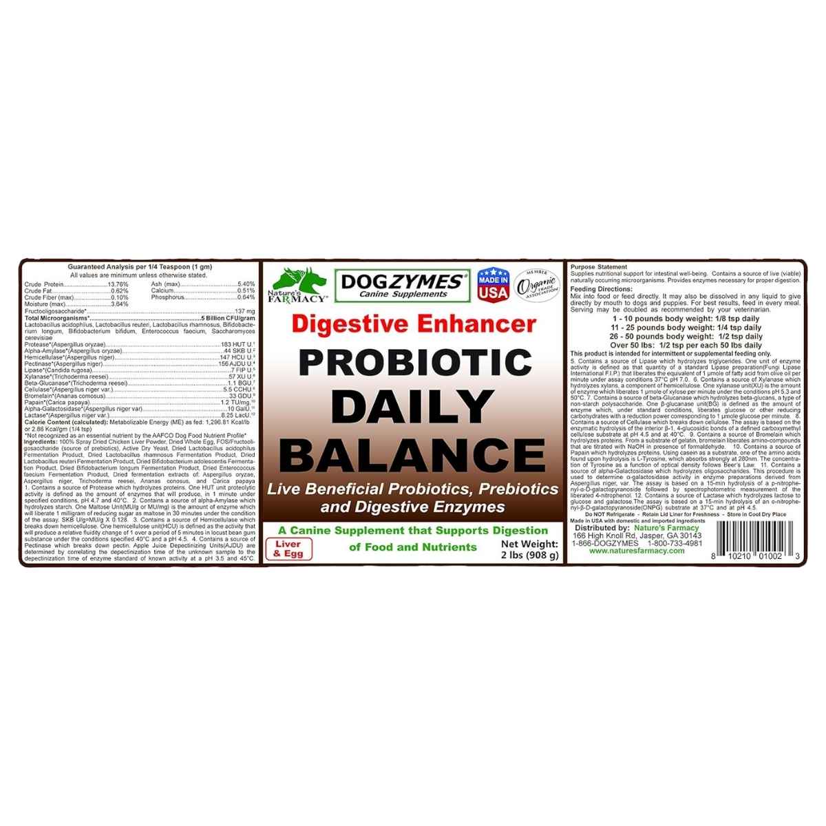 Nature's Farmacy Dogzymes Probiótico Equilibrio Diario para tu Perro - Polvo