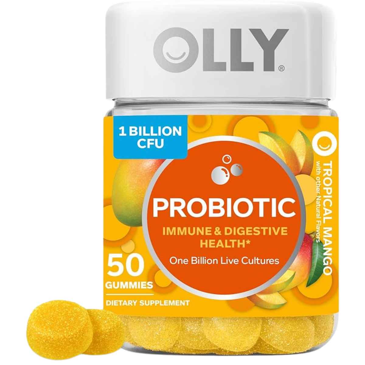 OLLY Probioticos 1 Mil Millones CFU - Sabor Mango - 50 Gomitas - Haz Tu Pedido