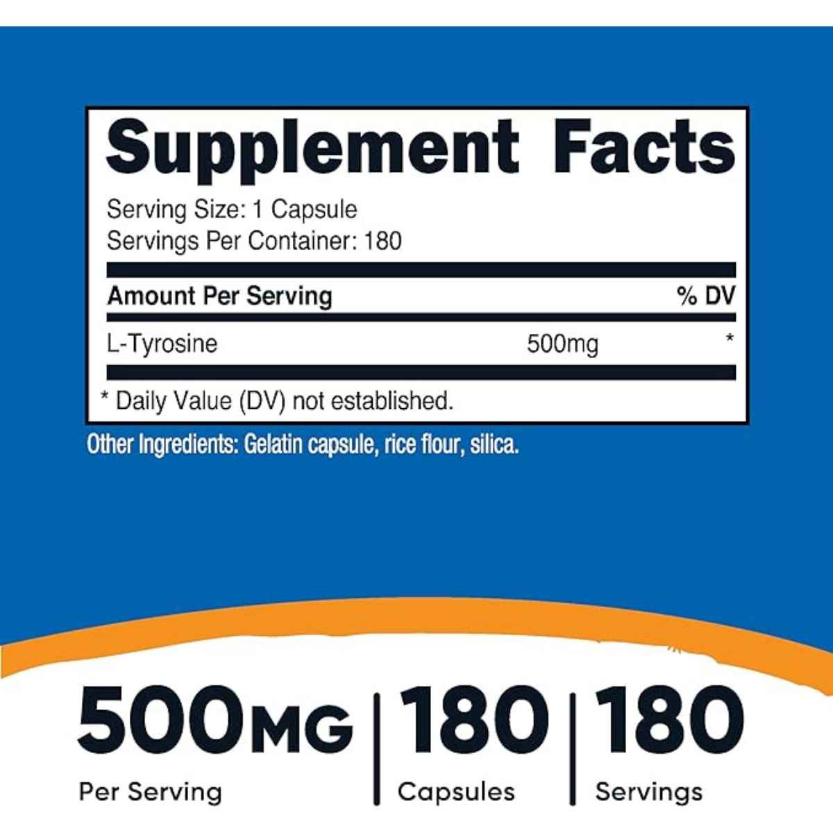 Nutricost L-Tirosina 500 mg - 180 Cápsulas