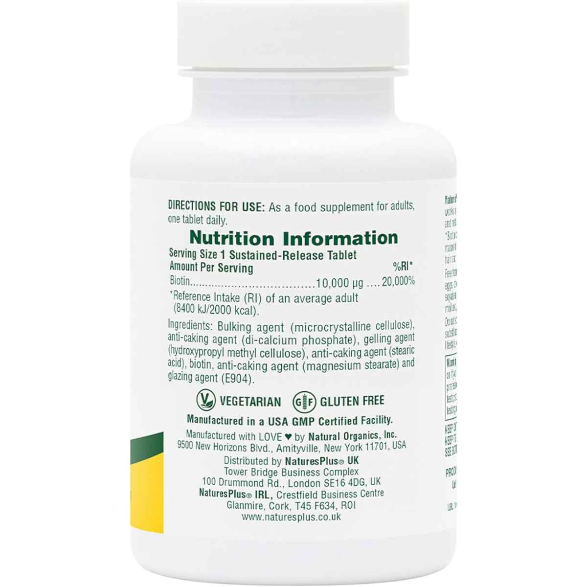 Natures Plus Biotina 10000 Mcg - 90 Tabletas