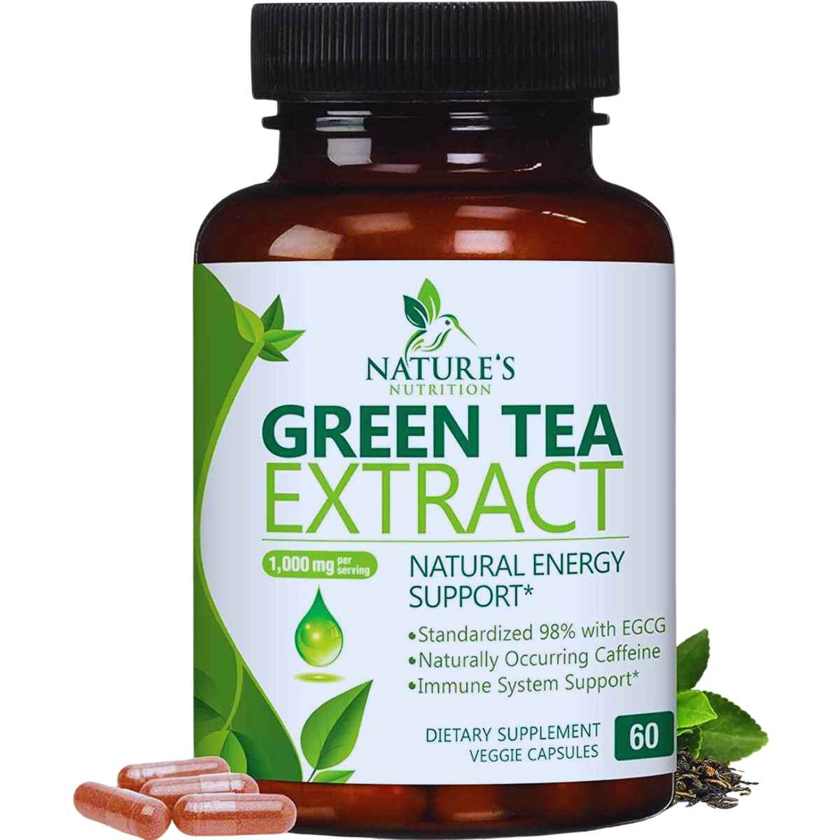 Nature's Nutrition Extracto de Té Verde 1000 mg - 60 Cápsulas Vegetales - Haz Tu Pedido