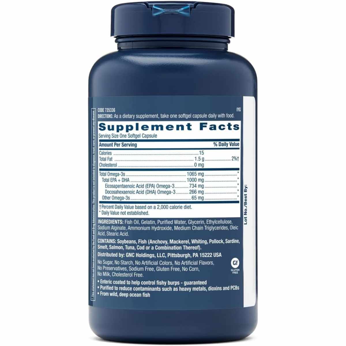 GNC Aceite De Pescado Triple Fuerza - 120 Cápsulas Blandas - Tabla Nutricional - Haz Tu Pedido