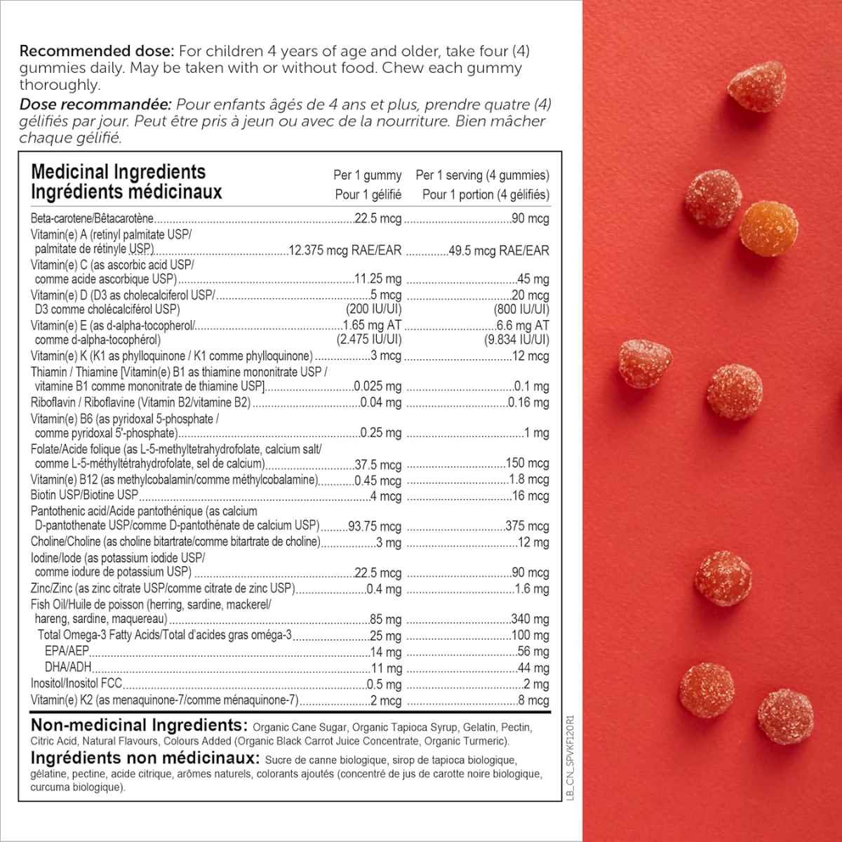 SmartyPants Kids Complete Multivitamins - 120 Gomitas - Tabla nutricional - Haz Tu Pedido