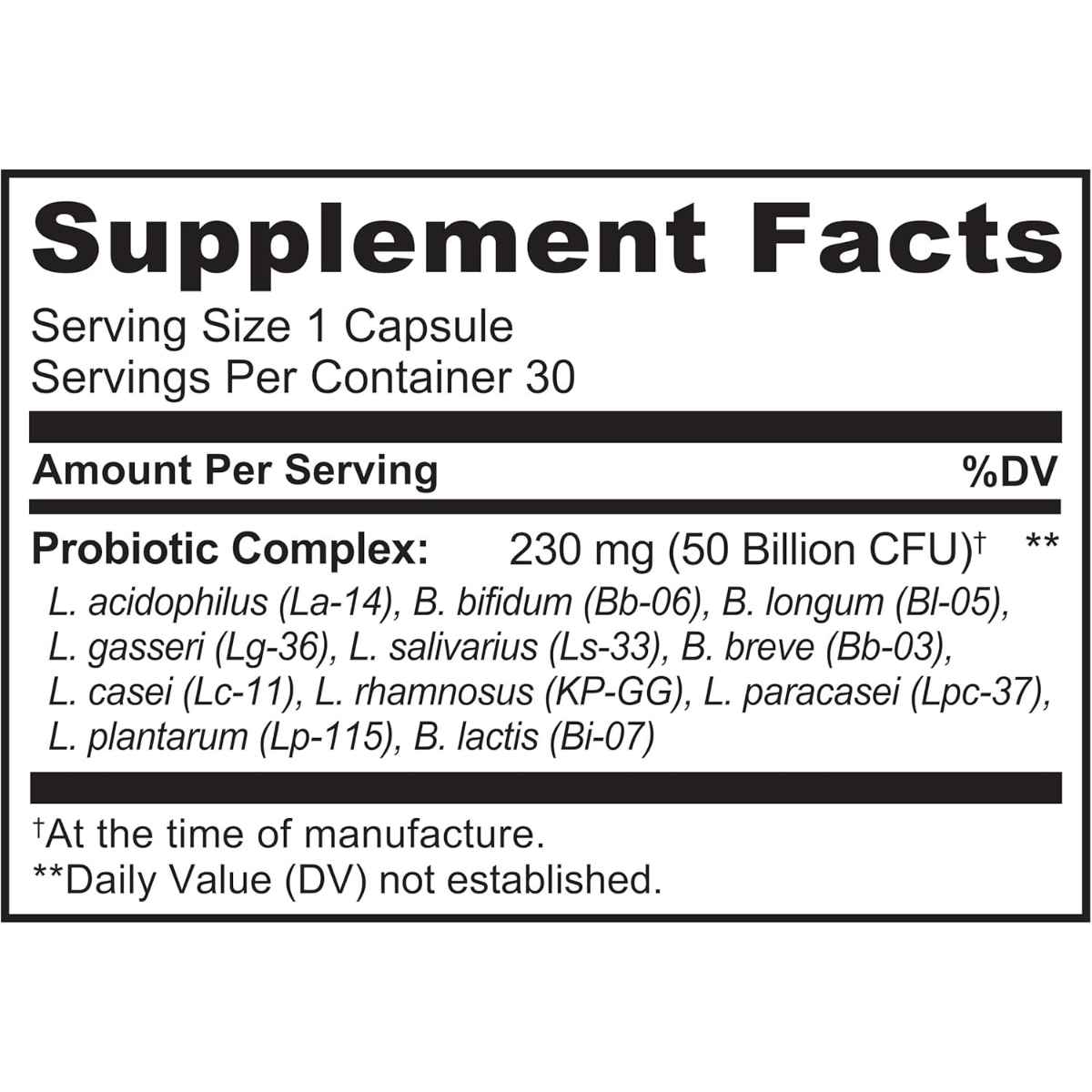Naturelo Probióticos para la Salud Digestiva 50 Mil Millones CFU - 30 Cápsulas de Liberación Retardada - Tabla Nutricional - Haz Tu Pedido