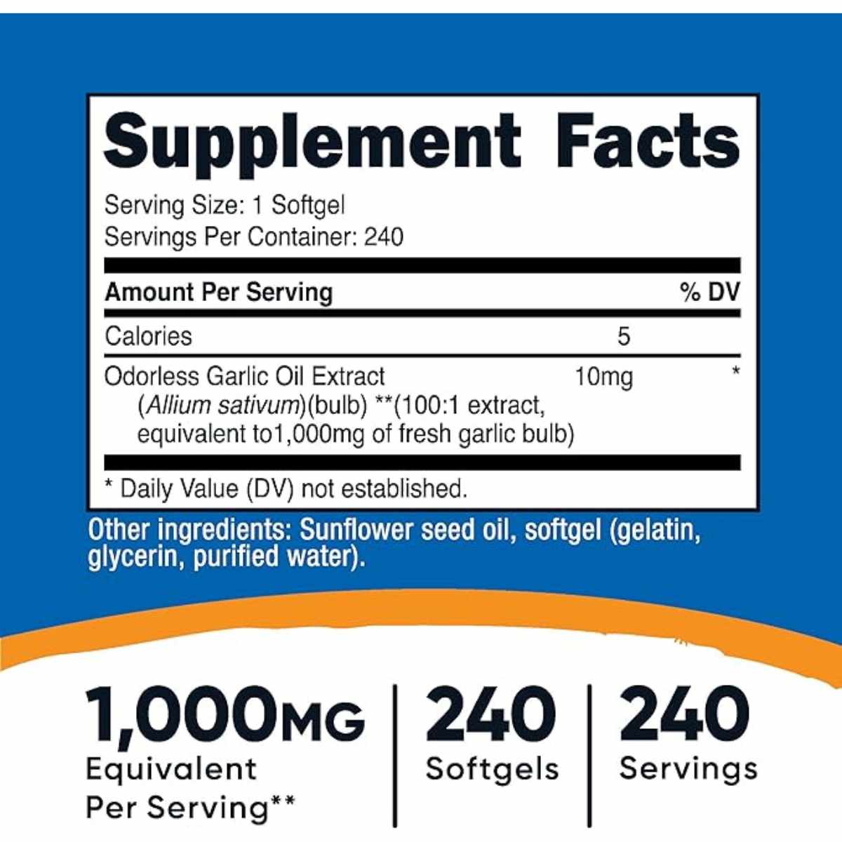 Nutricost Ajo 1000 mg - 240 cápsulas blandas - Table Nutricional