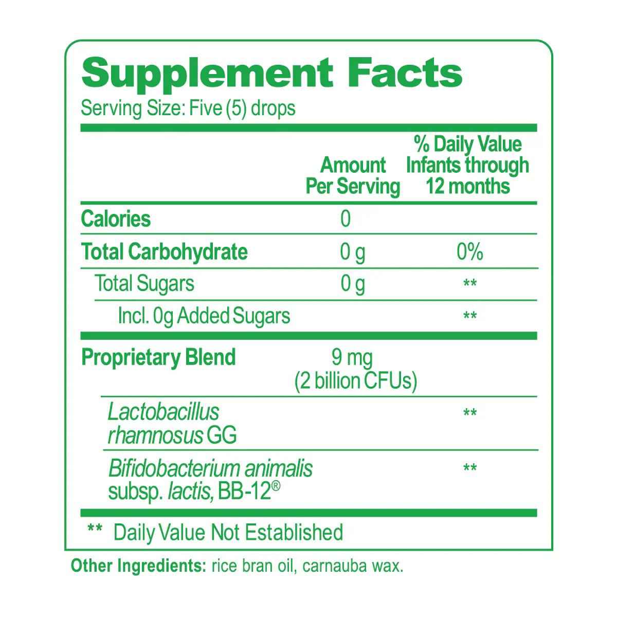 Culturelle Probiótico Calma Digestiva y Confort para Bebés - Sabor Manzanilla - 8,5 ml - Tabla Nutricional - Haz Tu Pedido
