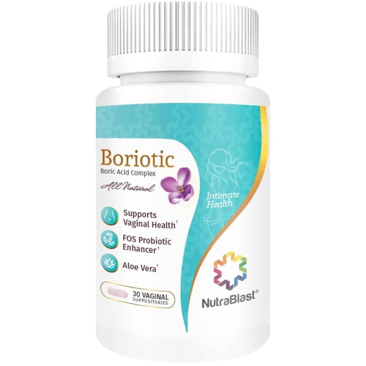 NutraBlast Ácido Bórico Aloe Vera y Probiótico FOS - 30 Supositorios - Haz Tu Pedido