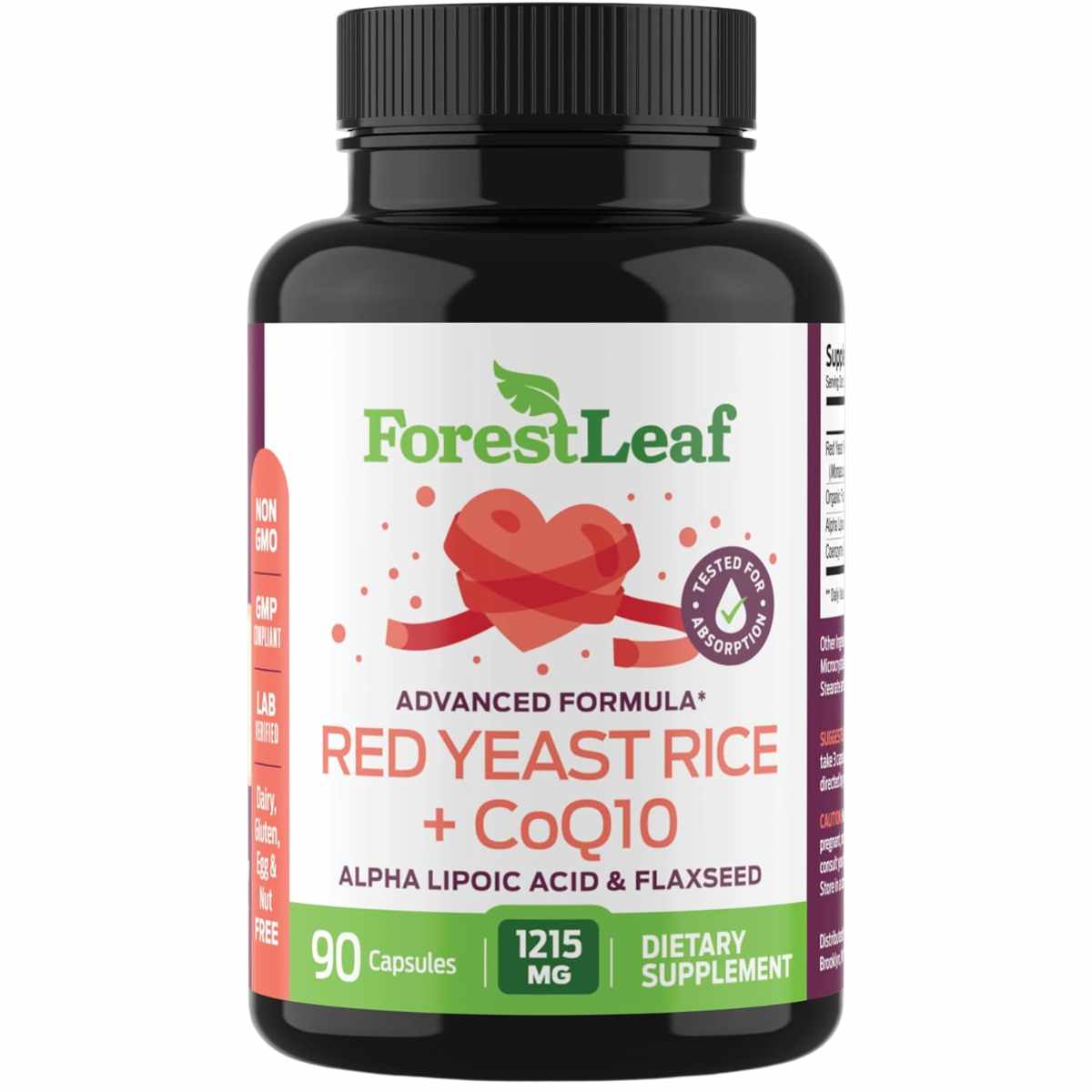 ForestLeaf Arroz de Levadura Roja con COQ-10 1215 mg - 90 Cápsulas - Haz Tu Pedido