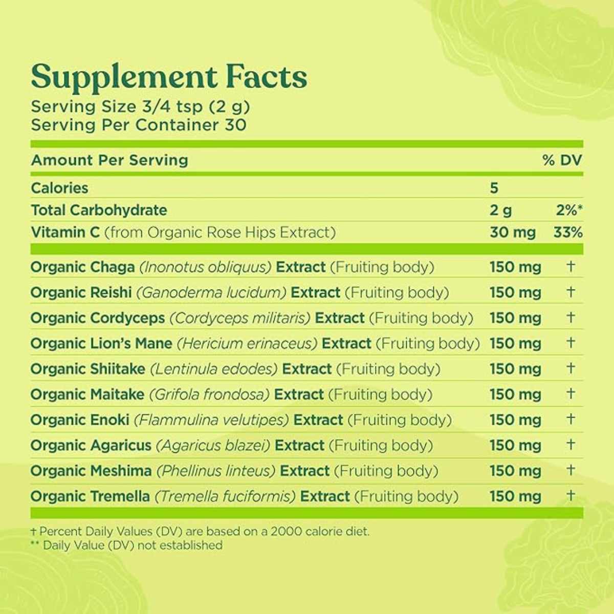 Four Sigma Mezcla de Hongos para el Apoyo Inmunológico en Polvo - 60 g - Tabla Nutricional - Haz Tu Pedido