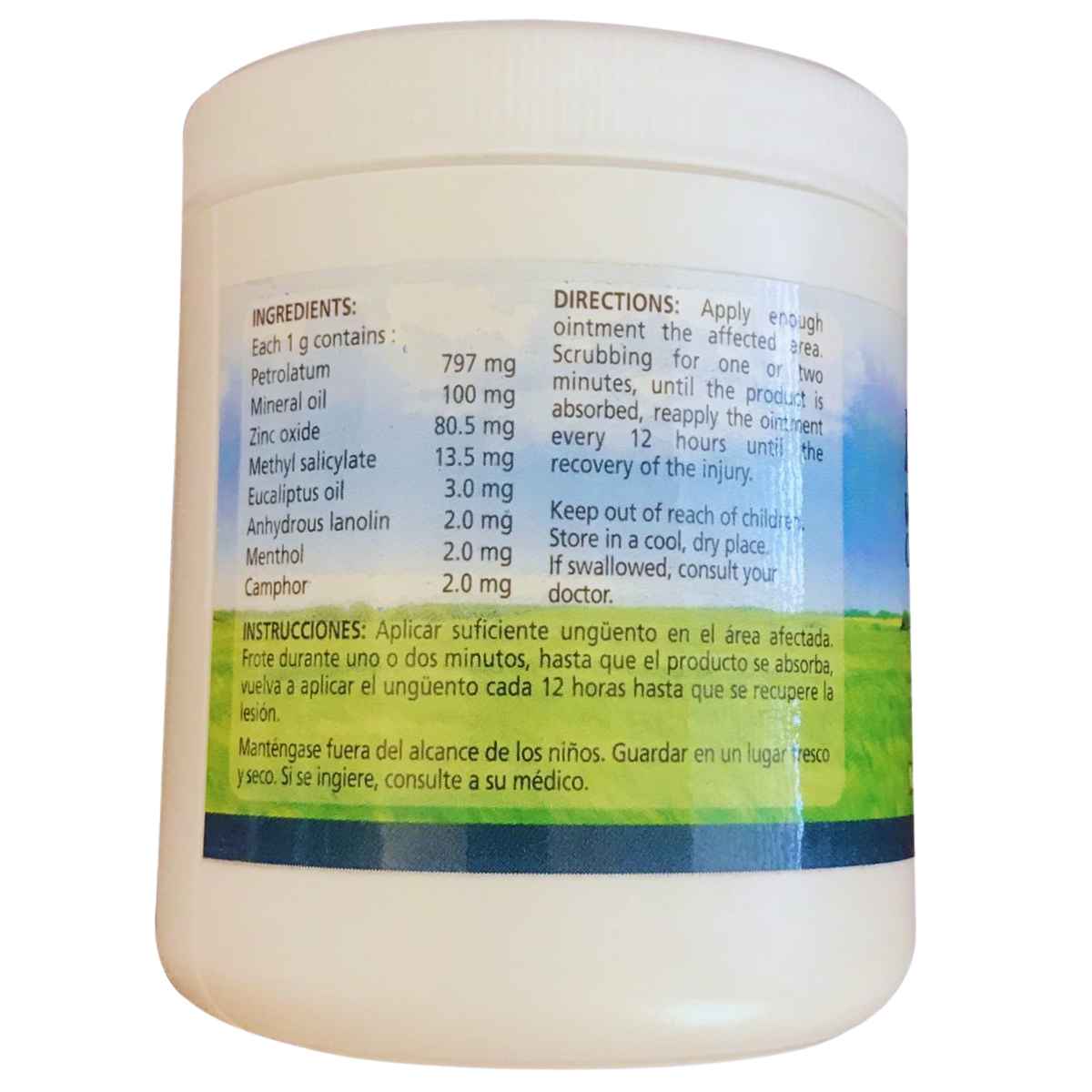 Plantimex Distributors Inc Balsamo Blanco La Vaquita Alivio Muscular - 240 g - Tabla Nutricional - Haz Tu Pedido