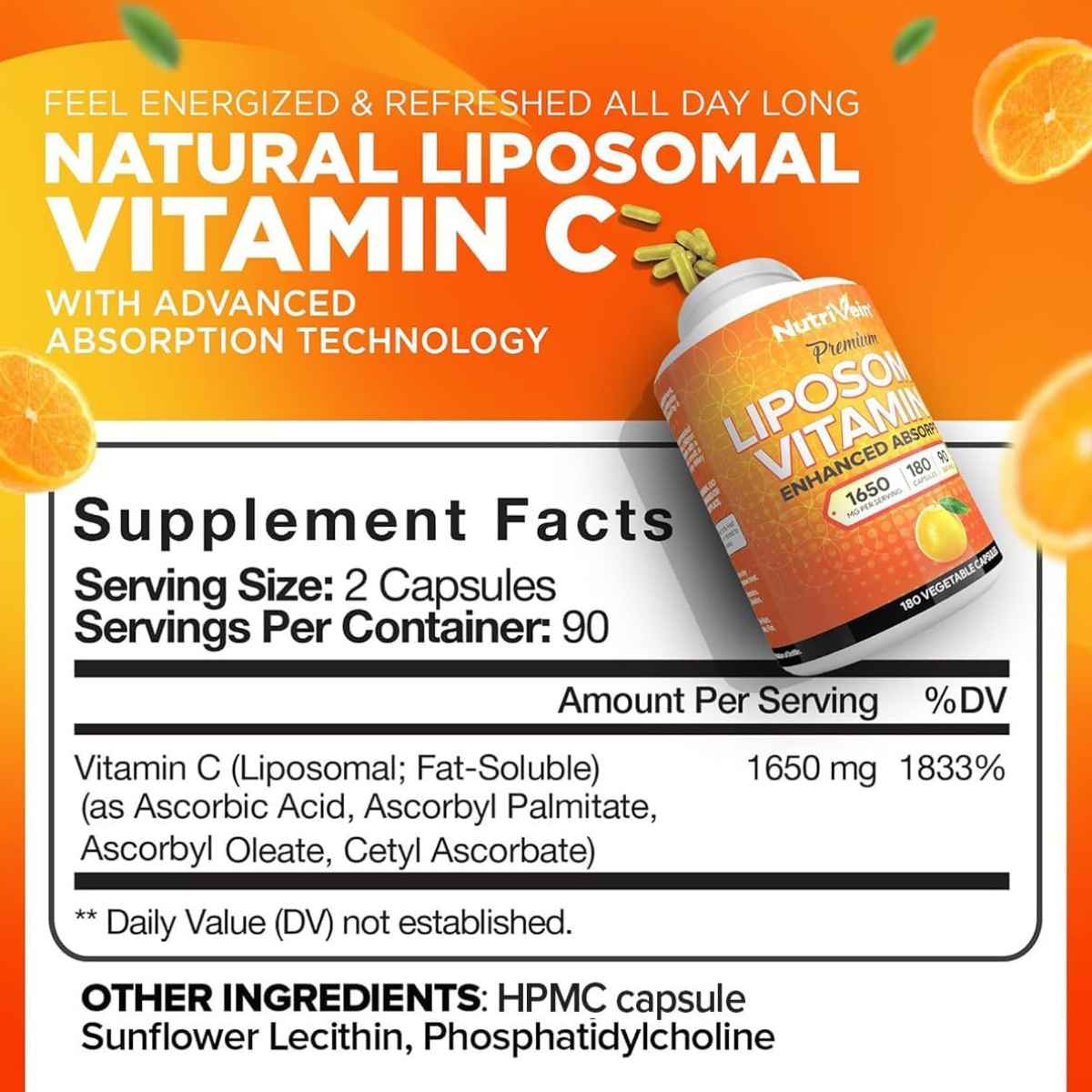 Nutrivein Vitamina C Liposomal 1650 mg - 180 Cápsulas
