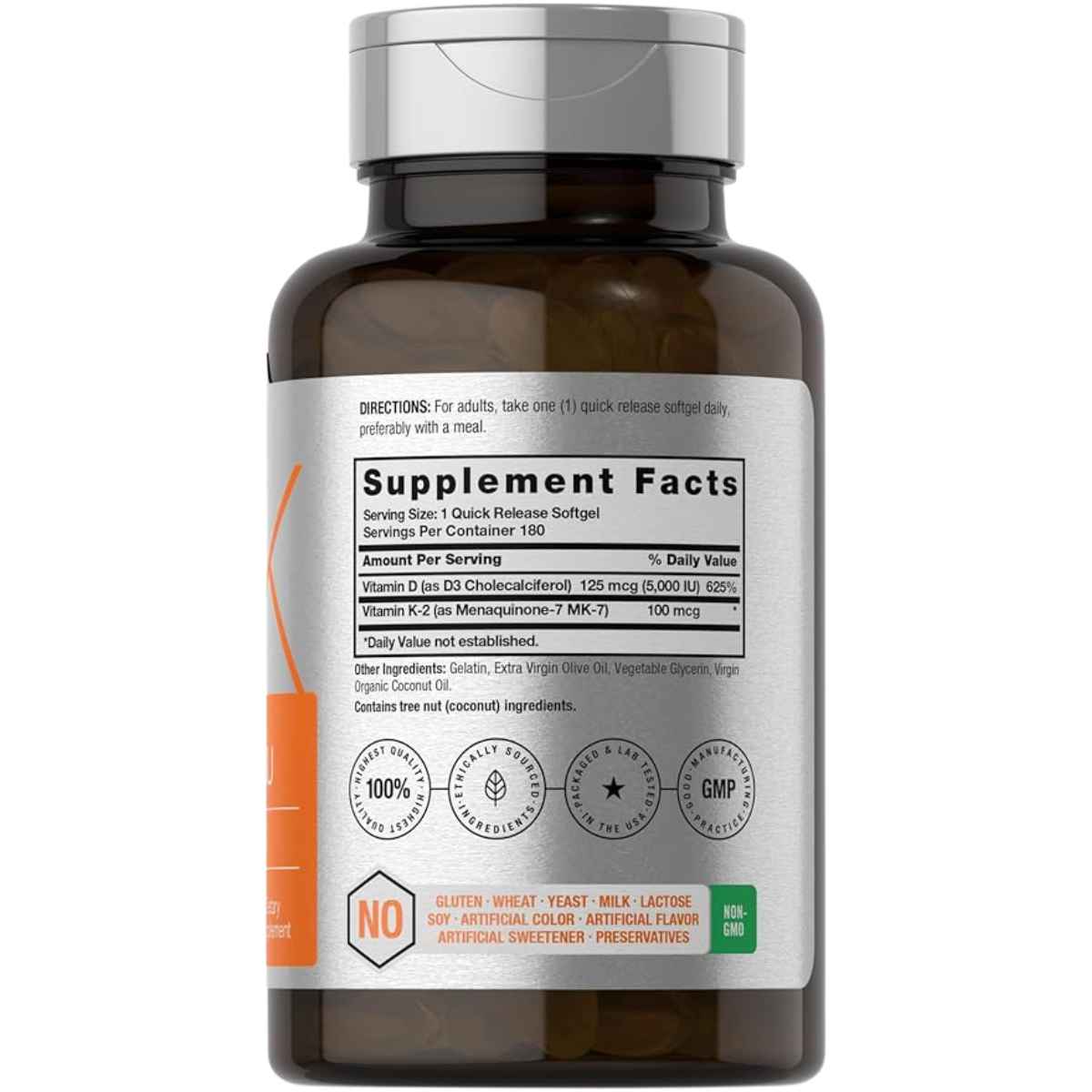 Horbäach Complejo De Vitamina K-2 5000 IU - 180 Cápsulas Blandas - Tabla Nutricional - Haz Tu Pedido