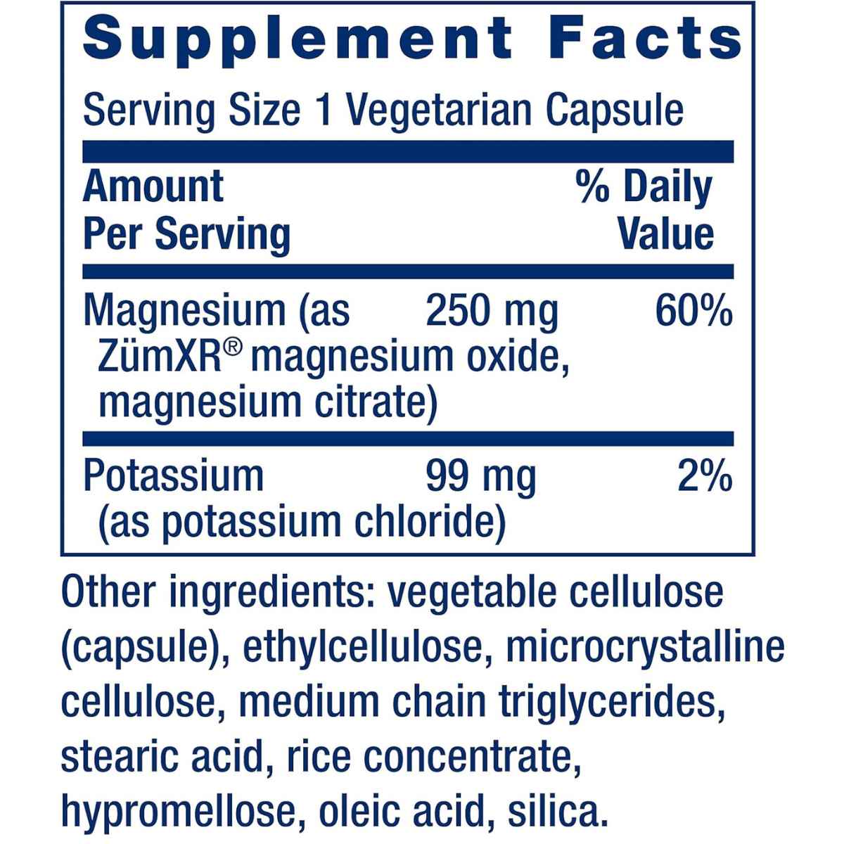 Life Extension Potasio con Magnesio de Liberación Prolongada - 60 Cápsulas Vegetarianas - Tabla Nutricional - Haz Tu Pedido