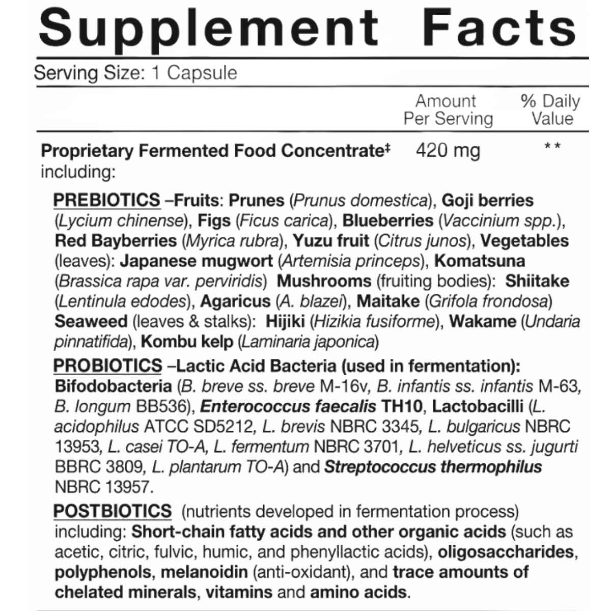 Dr. Ohhira's Probióticos Fórmula Profesional - 120 Cápsulas - Tabla Nutricional - Haz Tu Pedido