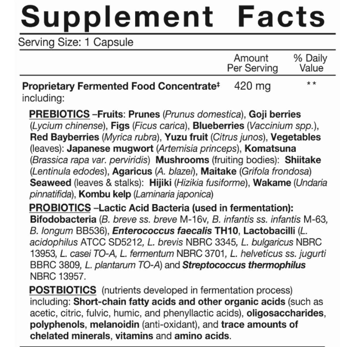 Dr. Ohhira's Probióticos Fórmula Profesional - 60 Cápsulas - Tabla Nutricional - Haz Tu Pedido
