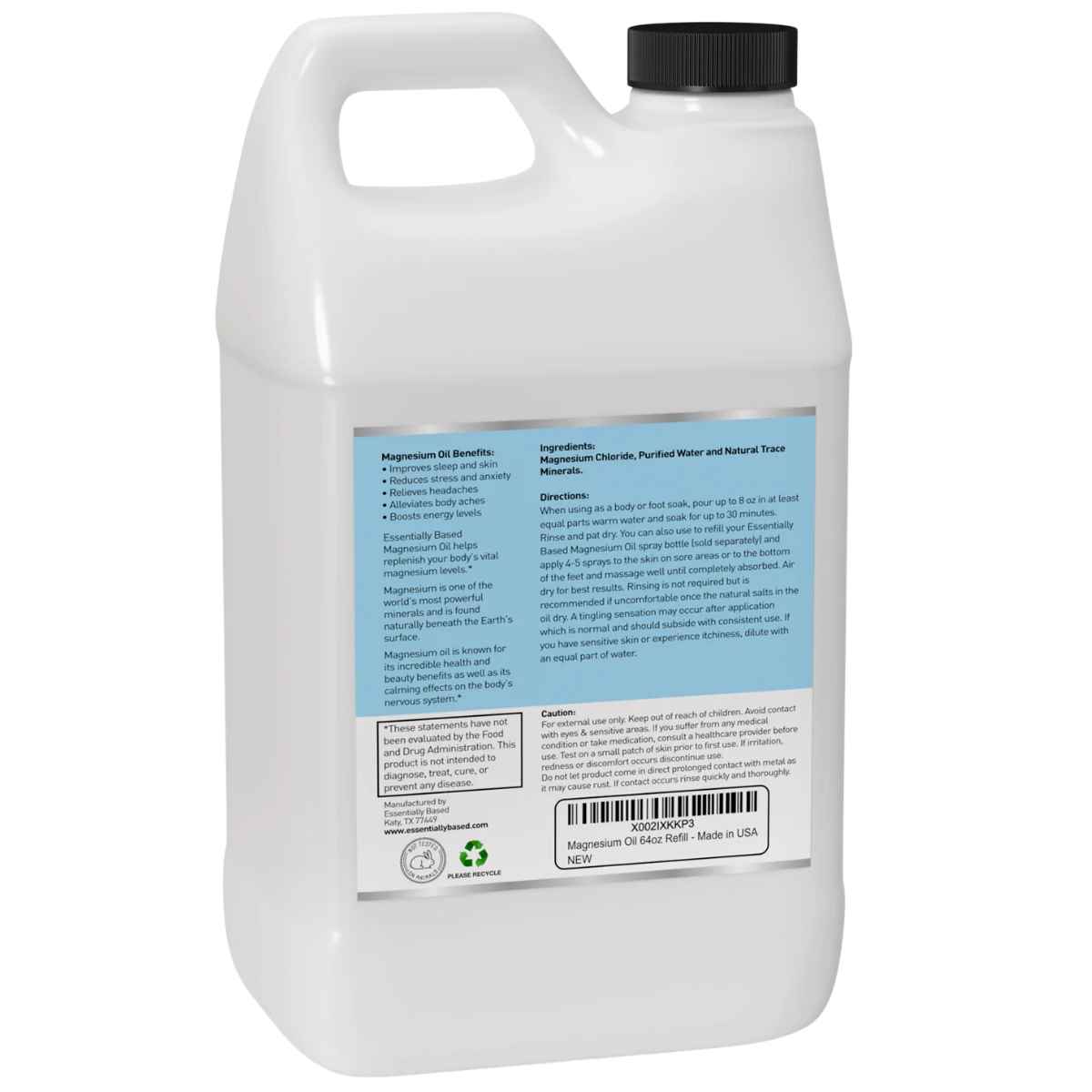Essentiallybased Aceite de Magnesio - 1893 ml - Tabla Nutricional - Haz Tu Pedido