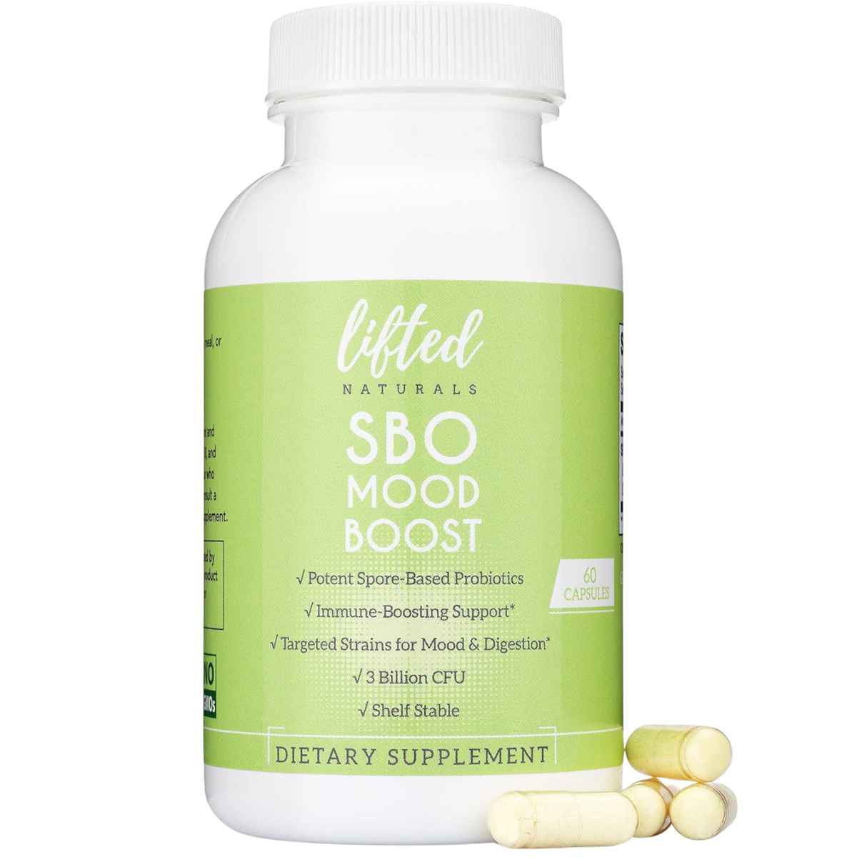 Lifted Naturals Probiótico de Origen Natural para el Bienestar Emocional 3 Mil Millones CFU - 60 Cápsulas - Haz Tu Pedido
