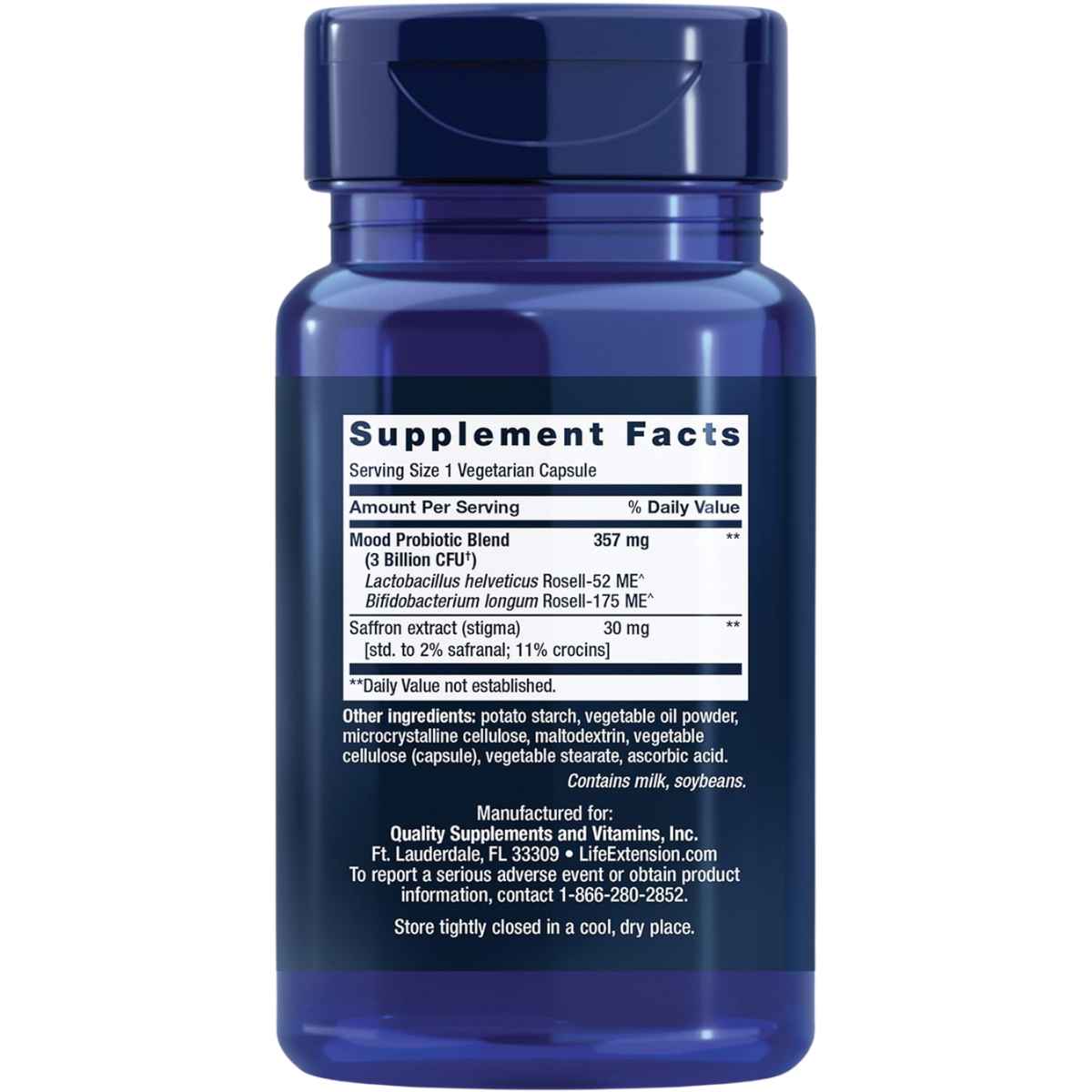 Life Extension Florassist® Probiótico Mejora del Ánimo - 30 Cápsulas Vegetarianas - Tabla Nutricional - Haz Tu Pedido