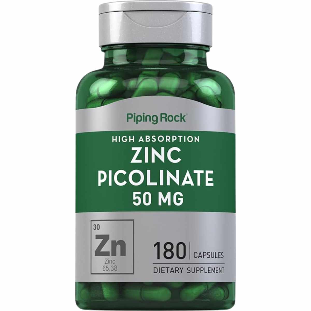 Piping Rock Picolinato de Zinc 50 mg - 180 Cápsulas de Liberación Rápida - Haz Tu Pedido