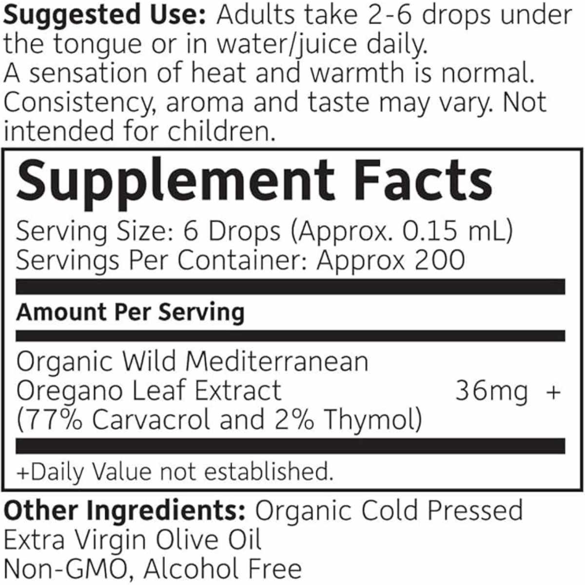 RejuveNaturals Aceite de Orégano - 30 ml - Tabla Nutricional - Haz Tu Pedido